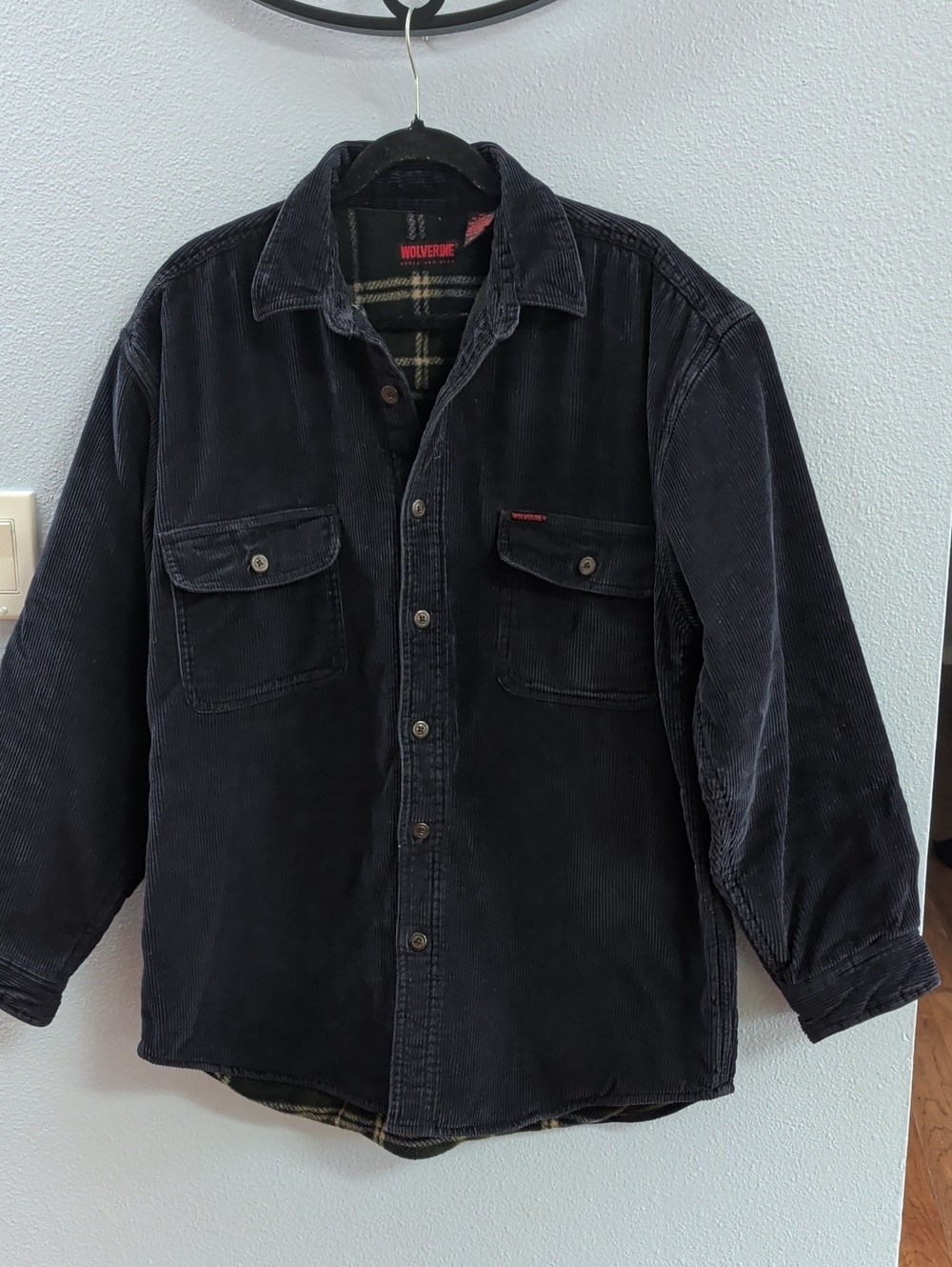 Wolverine Blue Corduroy Fleece Lined Shirt Blanket Jacket